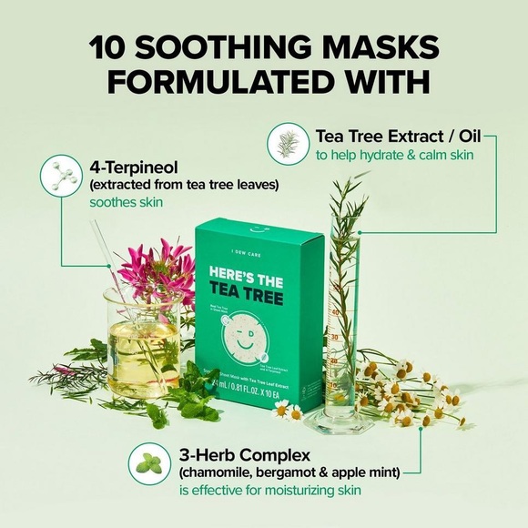 New! I DEW CARE Soothing Tea Tree Sheet 10 Masks - Picture 6 of 7